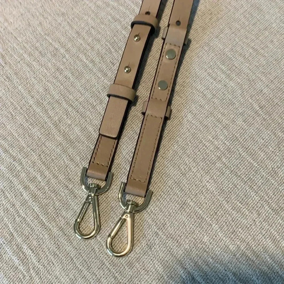 Michael Kors Leather Handbag top handle w/crossbody strap beige w/gold accents - Picture 13 of 16